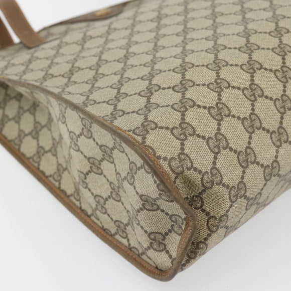 GUCCI GG Supreme Tote Bag PVC Beige Goud 92 02 998 Auth ka4483