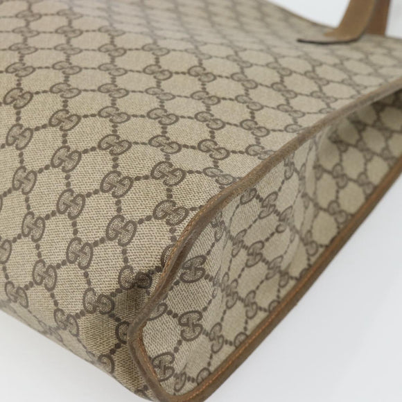 GUCCI GG Supreme Tote Bag PVC Beige Goud 92 02 998 Auth ka4483