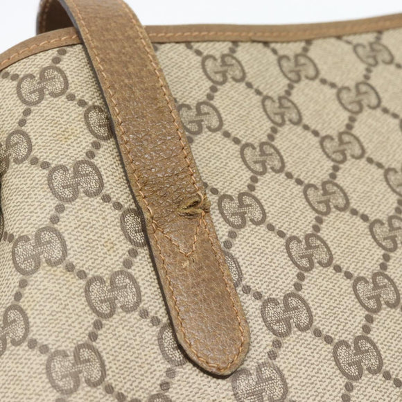 GUCCI GG Supreme Tote Bag PVC Beige Goud 92 02 998 Auth ka4483