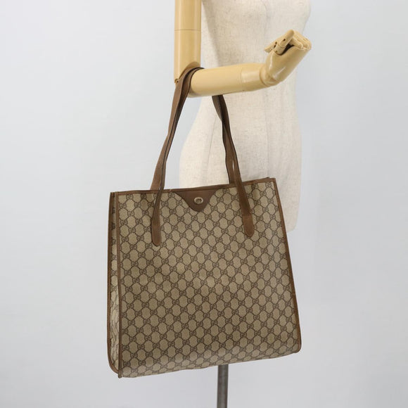 GUCCI GG Supreme Tote Bag PVC Beige Goud 92 02 998 Auth ka4483