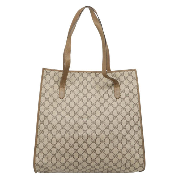 GUCCI GG Supreme Tote Bag PVC Beige Goud 92 02 998 Auth ka4483