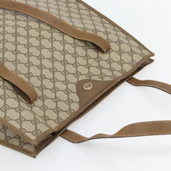 GUCCI GG Supreme Tote Bag PVC Beige Goud 92 02 998 Auth ka4483