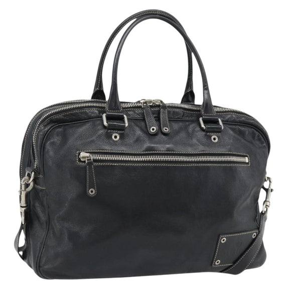 GUCCI Shoulder Bag Leather 2way Black Silver Auth ka4484