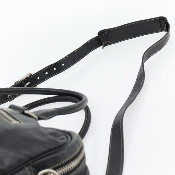 GUCCI Shoulder Bag Leather 2way Black Silver Auth ka4484
