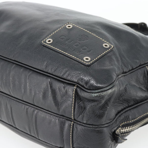 GUCCI Shoulder Bag Leather 2way Black Silver Auth ka4484