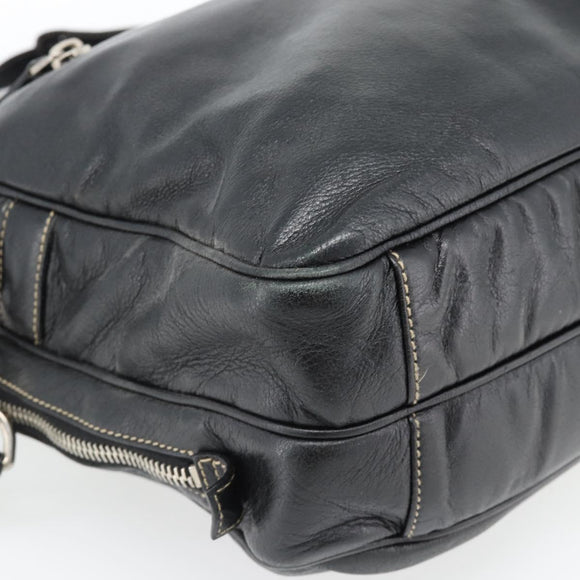 GUCCI Shoulder Bag Leather 2way Black Silver Auth ka4484