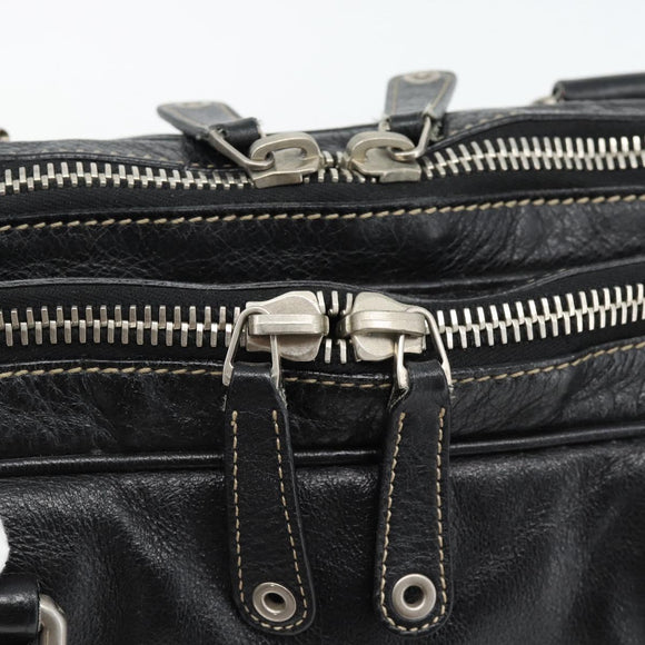 GUCCI Shoulder Bag Leather 2way Black Silver Auth ka4484