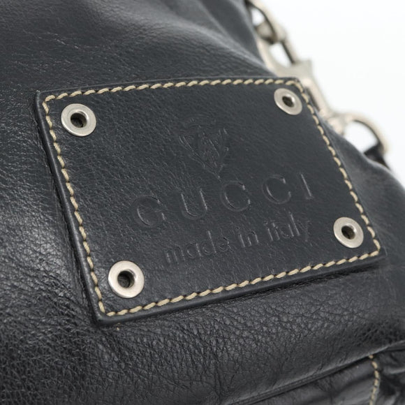 GUCCI Shoulder Bag Leather 2way Black Silver Auth ka4484