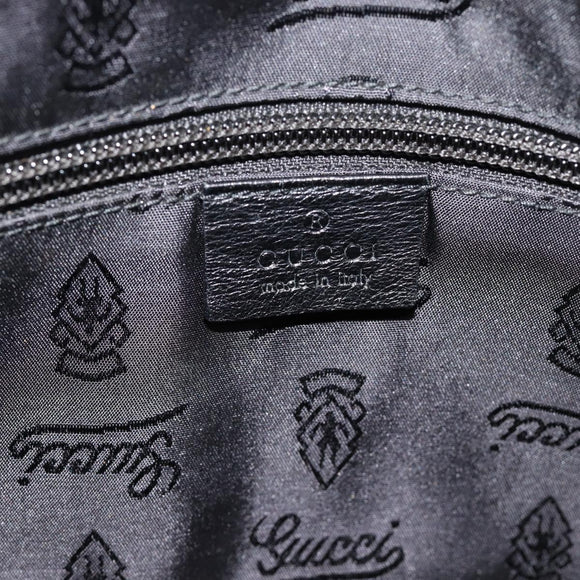 GUCCI Shoulder Bag Leather 2way Black Silver Auth ka4484