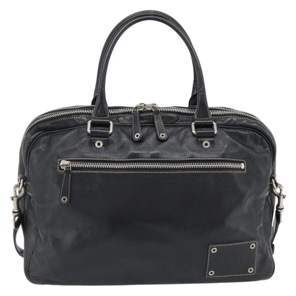 GUCCI Shoulder Bag Leather 2way Black Silver Auth ka4484