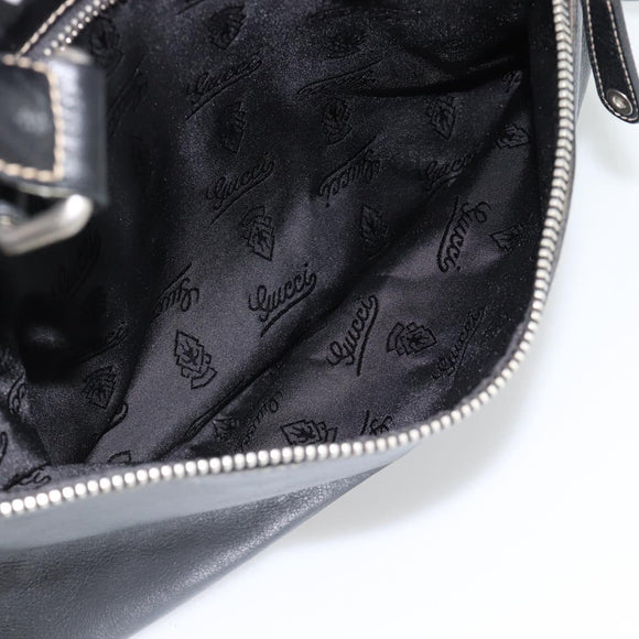 GUCCI Shoulder Bag Leather 2way Black Silver Auth ka4484