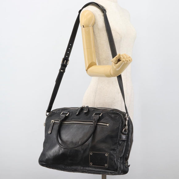 GUCCI Shoulder Bag Leather 2way Black Silver Auth ka4484