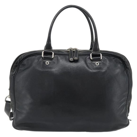 GUCCI Shoulder Bag Leather 2way Black Silver Auth ka4484