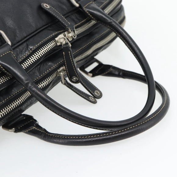 GUCCI Shoulder Bag Leather 2way Black Silver Auth ka4484