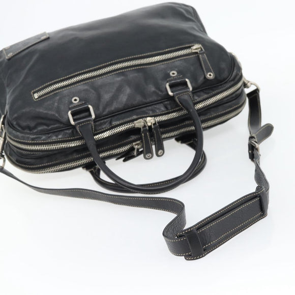 GUCCI Shoulder Bag Leather 2way Black Silver Auth ka4484