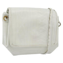 FENDI Shoulder Bag Leather White Gold Auth ka4485-1