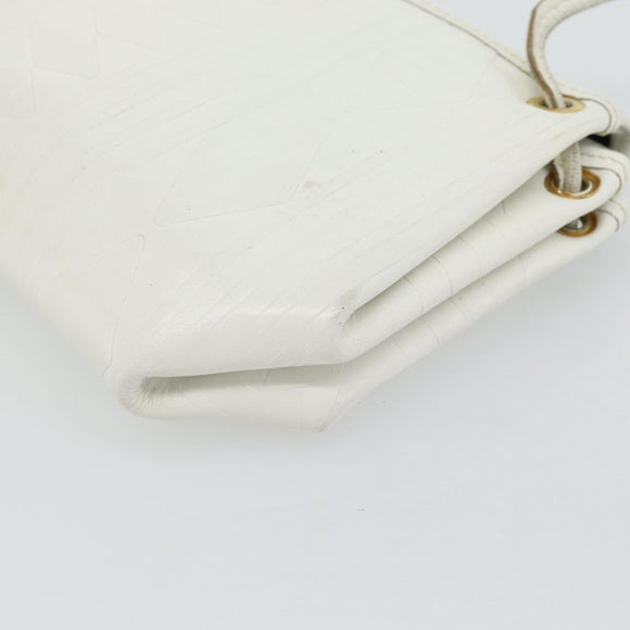 FENDI Shoulder Bag Leather White Gold Auth ka4485