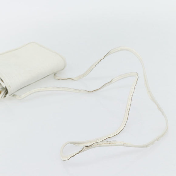 FENDI Shoulder Bag Leather White Gold Auth ka4485