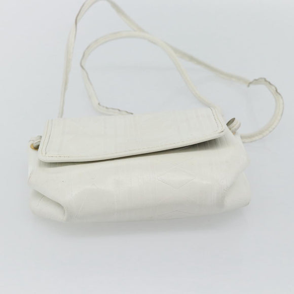 FENDI Shoulder Bag Leather White Gold Auth ka4485