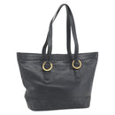 TIFFANY&Co. Tote Bag Leather Black Gold Auth ka4487-1