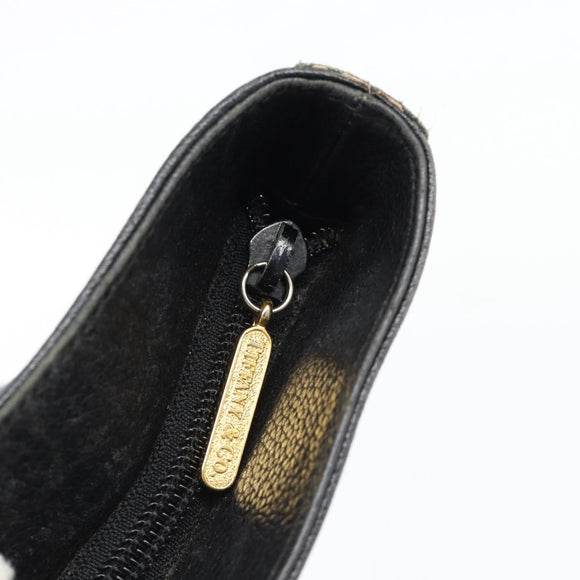 TIFFANY&Co. Tote Bag Leather Black Gold Auth ka4487
