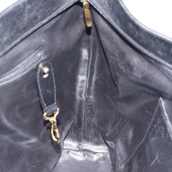 TIFFANY&Co. Tote Bag Leather Black Gold Auth ka4487