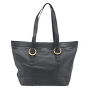 TIFFANY&Co. Tote Bag Leather Black Gold Auth ka4487-13