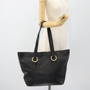 TIFFANY&Co. Tote Bag Leather Black Gold Auth ka4487-24