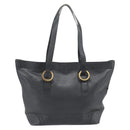 TIFFANY&Co. Tote Bag Leather Black Gold Auth ka4487-2