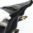TIFFANY&Co. Tote Bag Leather Black Gold Auth ka4487-6