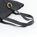TIFFANY&Co. Tote Bag Leather Black Gold Auth ka4487-7