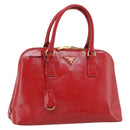 PRADA Hand Bag Safiano leather Red Gold Auth ka4488A-1