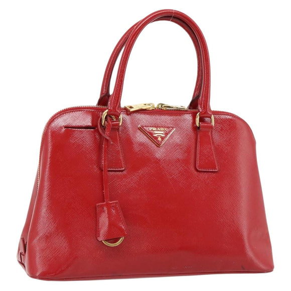 PRADA Hand Bag Safiano leather Red Gold Auth ka4488A