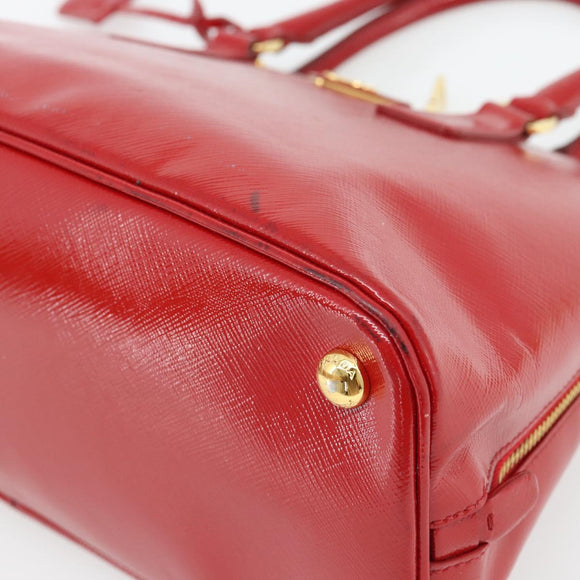 PRADA Hand Bag Safiano leather Red Gold Auth ka4488A