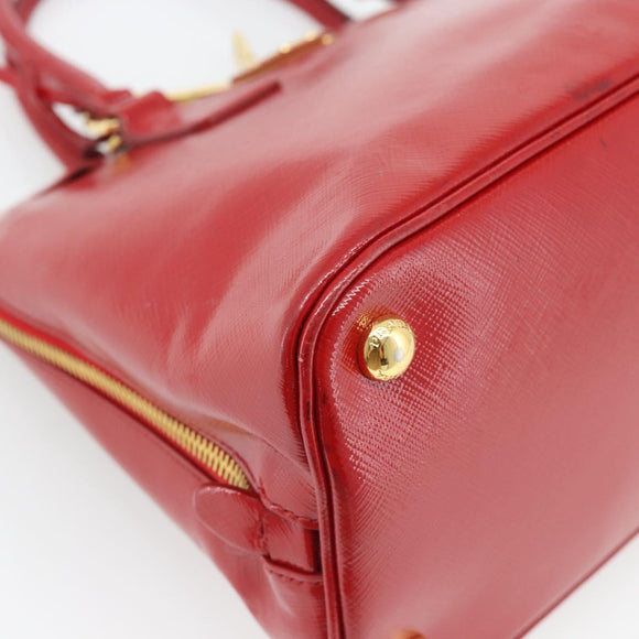PRADA Hand Bag Safiano leather Red Gold Auth ka4488A