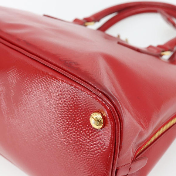 PRADA Hand Bag Safiano leather Red Gold Auth ka4488A