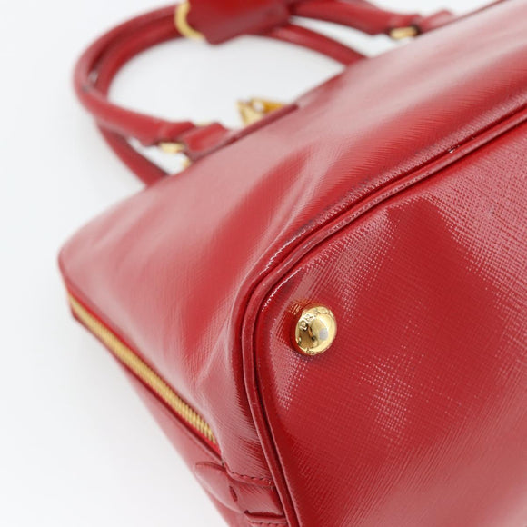 PRADA Hand Bag Safiano leather Red Gold Auth ka4488A