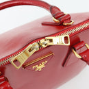PRADA Hand Bag Safiano leather Red Gold Auth ka4488A-18