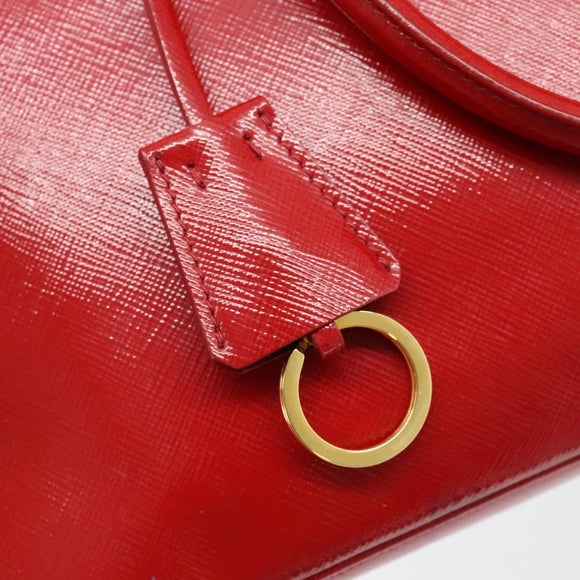 PRADA Hand Bag Safiano leather Red Gold Auth ka4488A