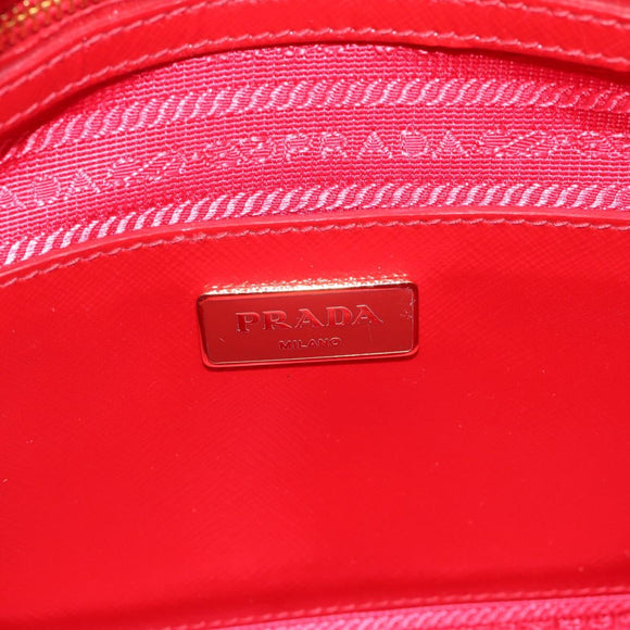 PRADA Hand Bag Safiano leather Red Gold Auth ka4488A