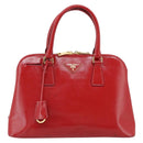 PRADA Hand Bag Safiano leather Red Gold Auth ka4488A-13