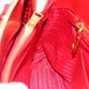PRADA Hand Bag Safiano leather Red Gold Auth ka4488A-21