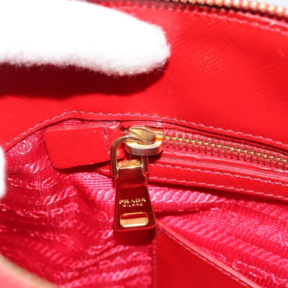 PRADA Hand Bag Safiano leather Red Gold Auth ka4488A