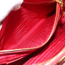 PRADA Hand Bag Safiano leather Red Gold Auth ka4488A-23