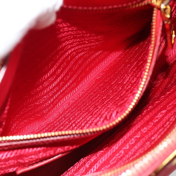 PRADA Hand Bag Safiano leather Red Gold Auth ka4488A