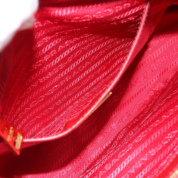 PRADA Hand Bag Safiano leather Red Gold Auth ka4488A