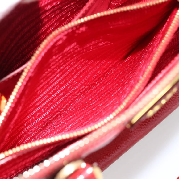 PRADA Hand Bag Safiano leather Red Gold Auth ka4488A