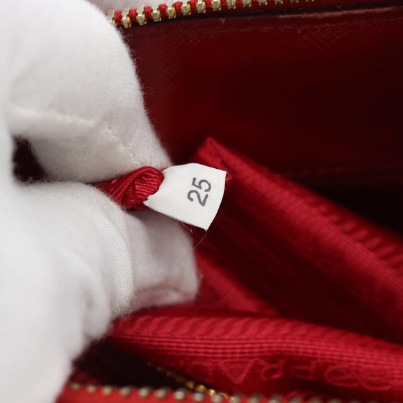 PRADA Hand Bag Safiano leather Red Gold Auth ka4488A
