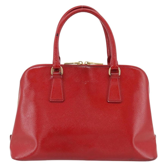 PRADA Hand Bag Safiano leather Red Gold Auth ka4488A
