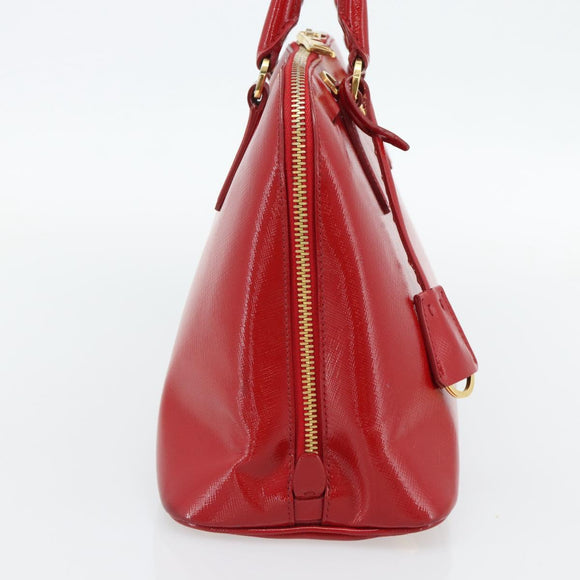 PRADA Hand Bag Safiano leather Red Gold Auth ka4488A
